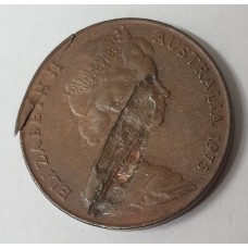 AUSTRALIA 1975 . TWO 2 CENTS COIN . ERROR . MAJOR PLANCHET FLAWS